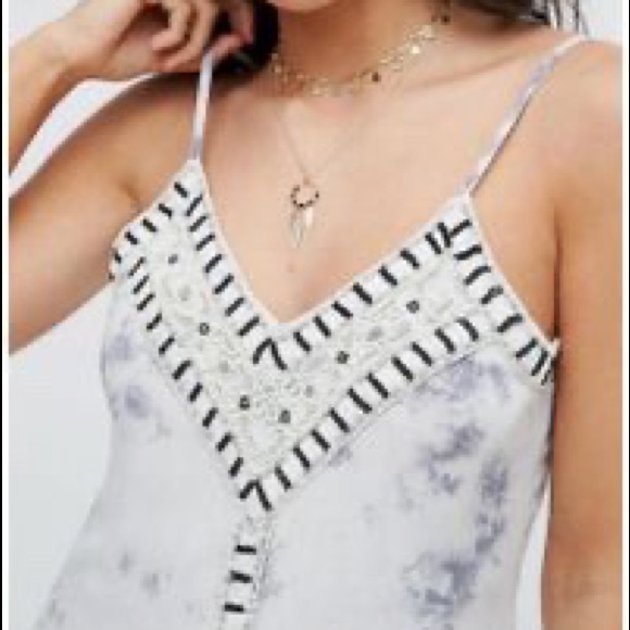 ❌$15 SALE❌ Raga Gray In A Dream Tye Die Beaded Mini Dress - Picture 2 of 9